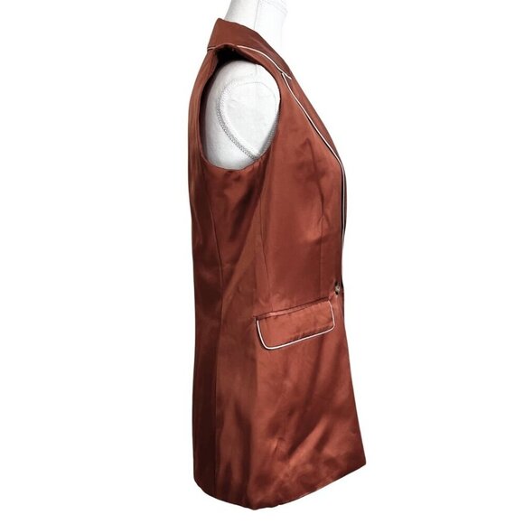 NWOT JASON WU COGNAC WHITE SATIN MID-LENGTH SLEEVELESS BLAZER-VEST - Picture 2 of 10